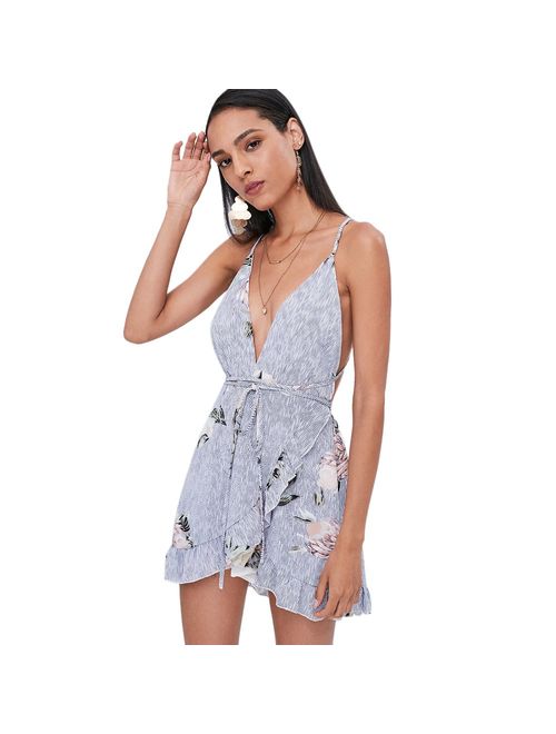 ZAFUL Women's Mini Dress Spaghetti Straps Sleeveless Boho Beach Dress