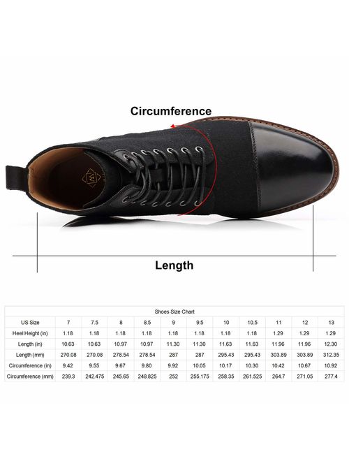 La Milano Mens Winter Dress Boots Cap Toe Lace up Genuine Leather Oxford Comfortable Casual Wool Ankle Jack Boots for Men