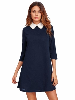 Women's Peter Pan Collar Short Tunic Dress