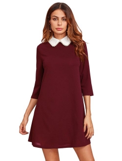 Women's Peter Pan Collar Short Tunic Dress