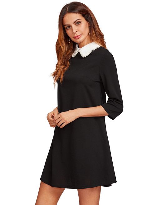 Floerns Women's Peter Pan Collar Short Tunic Dress