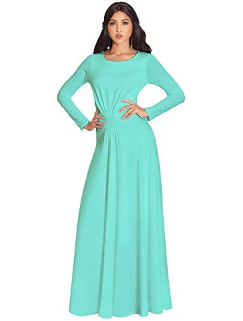 KOH KOH Sleeve Flowy Empire Waist Fall Winter Party Gown