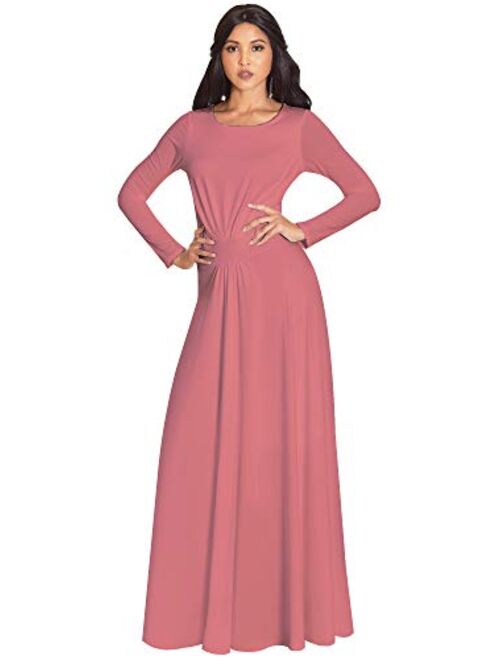 KOH KOH Sleeve Flowy Empire Waist Fall Winter Party Gown