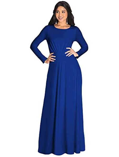 KOH KOH Sleeve Flowy Empire Waist Fall Winter Party Gown