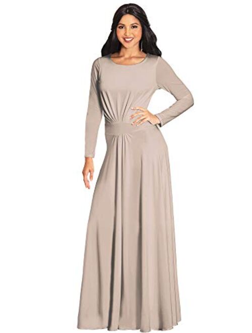 KOH KOH Sleeve Flowy Empire Waist Fall Winter Party Gown