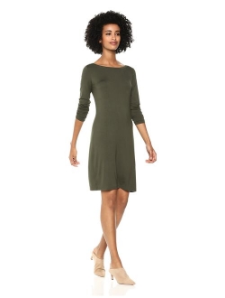 Amazon Brand - Daily Ritual Women's Jersey 3/4-Sleeve Bateau-Neck T-Shirt Dress