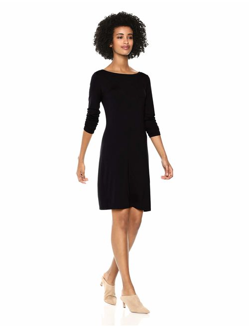 Amazon Brand - Daily Ritual Women's Jersey 3/4-Sleeve Bateau-Neck T-Shirt Dress