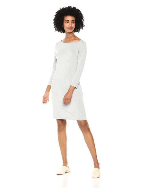 Amazon Brand - Daily Ritual Women's Jersey 3/4-Sleeve Bateau-Neck T-Shirt Dress