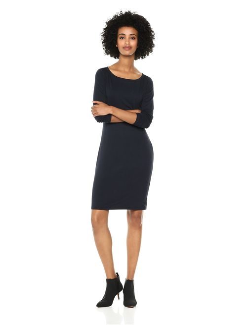 Amazon Brand - Daily Ritual Women's Jersey 3/4-Sleeve Bateau-Neck T-Shirt Dress