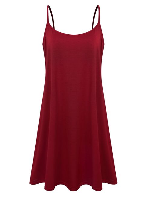 7th Element Plus Size Women's Casual Spaghetti Loose Swing Slip Summer Dress Sundress