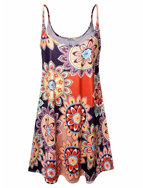 7th Element Plus Size Women's Casual Spaghetti Loose Swing Slip Summer Dress Sundress