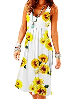 Women Casual Summer Vest Dresses Loose Cotton Sleeveless Pleated Fashion Plain