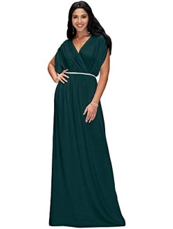 Womens Long Dolman Sleeve Wrap V-Neck Maternity Bridesmaid Maxi Dress