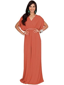 Womens Long Dolman Sleeve Wrap V-Neck Maternity Bridesmaid Maxi Dress