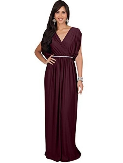 Womens Long Dolman Sleeve Wrap V-Neck Maternity Bridesmaid Maxi Dress