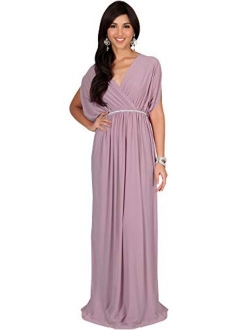 Womens Long Dolman Sleeve Wrap V-Neck Maternity Bridesmaid Maxi Dress