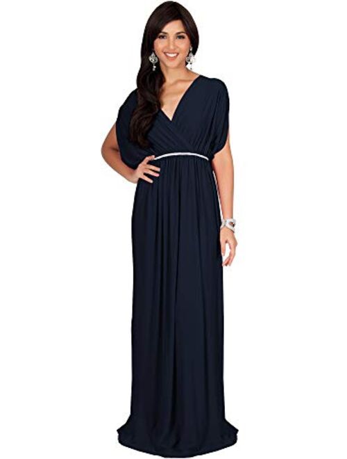 KOH KOH Womens Long Dolman Sleeve Wrap V-Neck Maternity Bridesmaid Maxi Dress