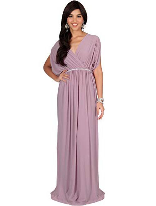 KOH KOH Womens Long Dolman Sleeve Wrap V-Neck Maternity Bridesmaid Maxi Dress