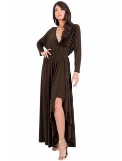 Womens Sleeve Wrap Slit Formal Fall Winter Cocktail Gown