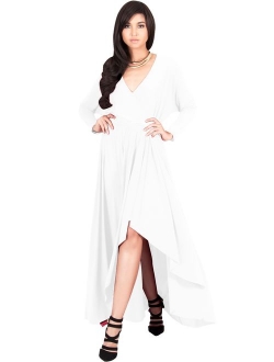 Womens Sleeve Wrap Slit Formal Fall Winter Cocktail Gown