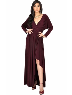 Womens Sleeve Wrap Slit Formal Fall Winter Cocktail Gown