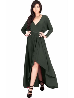 Womens Sleeve Wrap Slit Formal Fall Winter Cocktail Gown