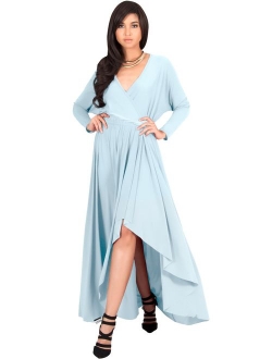 Womens Sleeve Wrap Slit Formal Fall Winter Cocktail Gown