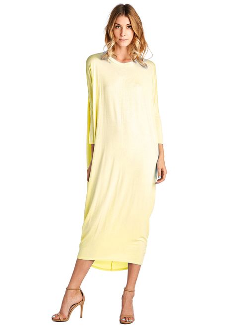 12 AMI Solid Long Sleeve Cover-Up Maxi Dress (S-2X) - Made in USA