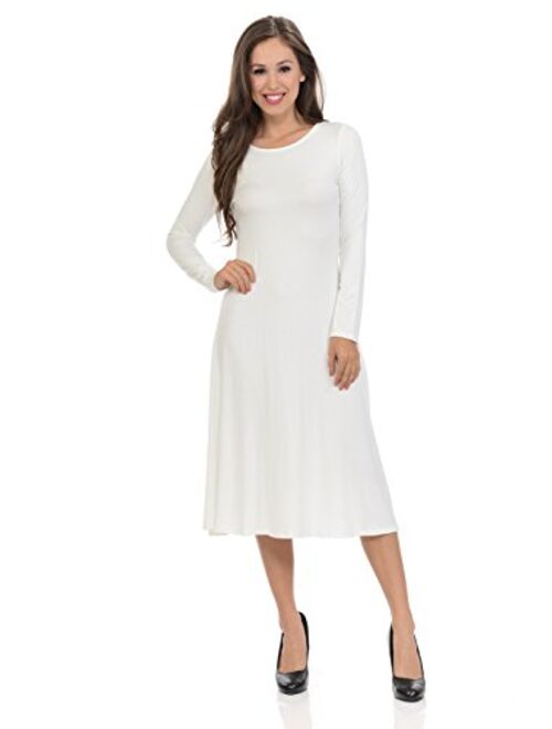 iconic luxe Women's Long Sleeve A-Line Midi Dress