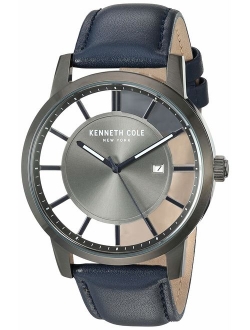 New York Men's 'Transparency' Quartz Stainless Steel and Leather Casual Watch (KC50560007/05/03/02/01)