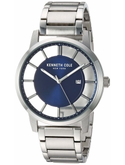 New York Men's 'Transparency' Quartz Stainless Steel and Leather Casual Watch (KC50560007/05/03/02/01)