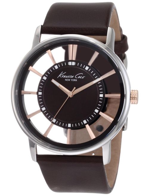 Kenneth Cole New York Men's 'Transparency' Quartz Stainless Steel and Leather Casual Watch (KC50560007/05/03/02/01)