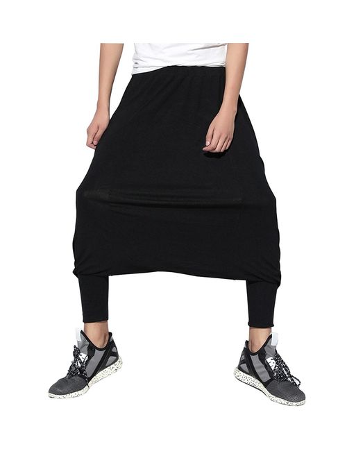 ellazhu Men Baggy Elastic Waist Black Harem Pants Yoga Genie Trouser GYM22 A