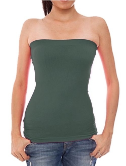 Hollywood Star Fashion Women's Plain Stretch Seamless Strapless Layer Tube Top