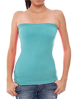 Hollywood Star Fashion Women's Plain Stretch Seamless Strapless Layer Tube Top