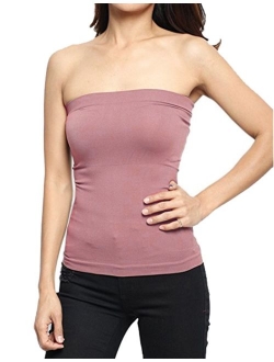 Hollywood Star Fashion Women's Plain Stretch Seamless Strapless Layer Tube Top