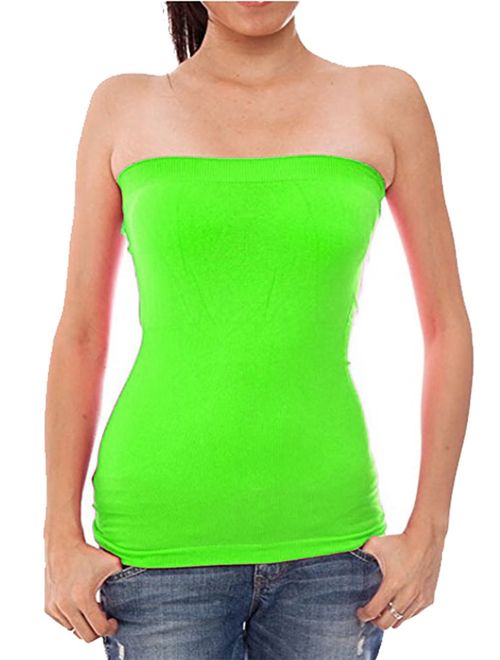 Hollywood Star Fashion Women's Plain Stretch Seamless Strapless Layer Tube Top