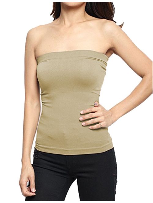 Hollywood Star Fashion Women's Plain Stretch Seamless Strapless Layer Tube Top