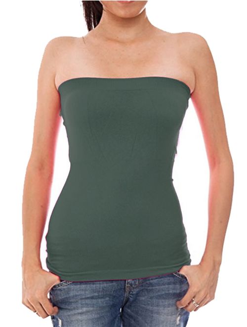 Hollywood Star Fashion Women's Plain Stretch Seamless Strapless Layer Tube Top