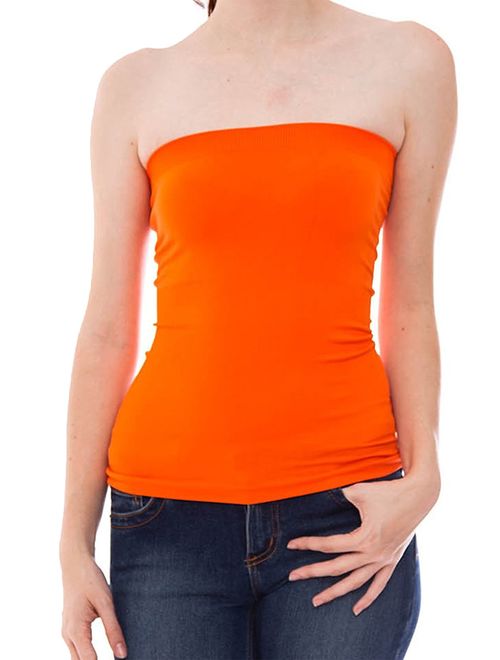 Hollywood Star Fashion Women's Plain Stretch Seamless Strapless Layer Tube Top