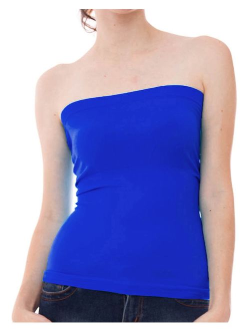 Hollywood Star Fashion Women's Plain Stretch Seamless Strapless Layer Tube Top