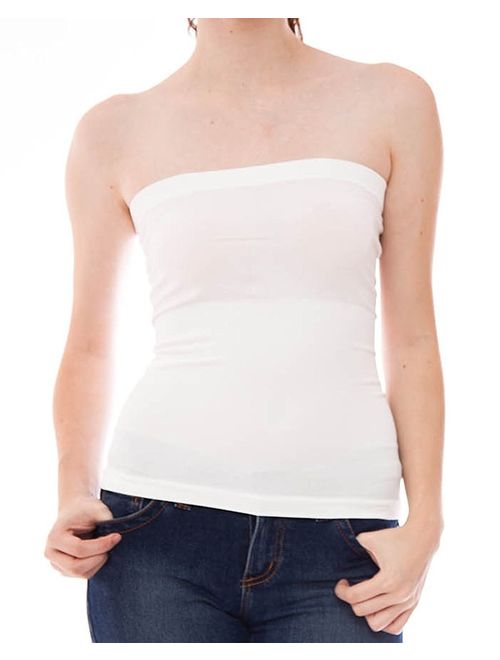 Hollywood Star Fashion Women's Plain Stretch Seamless Strapless Layer Tube Top