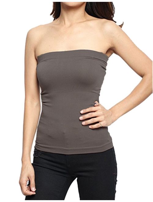 Hollywood Star Fashion Women's Plain Stretch Seamless Strapless Layer Tube Top