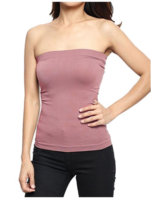 Hollywood Star Fashion Women's Plain Stretch Seamless Strapless Layer Tube Top