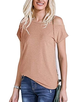 Women's 80s Off Shoulder Tops Long/Short Sleeve Casual Loose Fit Blouse T-Shirt