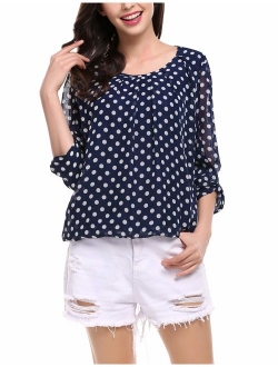 Zeagoo Women's Casual Chiffon Blouse Half Ruffle Sleeve Tops