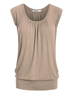 Lock and Love Women's Scoop Neck Short Sleeve Solid/Dip-Dye Ombre Sweetheart Top S-3XL Plus Size