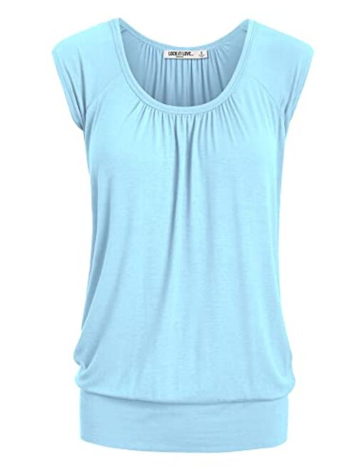 Lock and Love Women's Scoop Neck Short Sleeve Solid/Dip-Dye Ombre Sweetheart Top S-3XL Plus Size