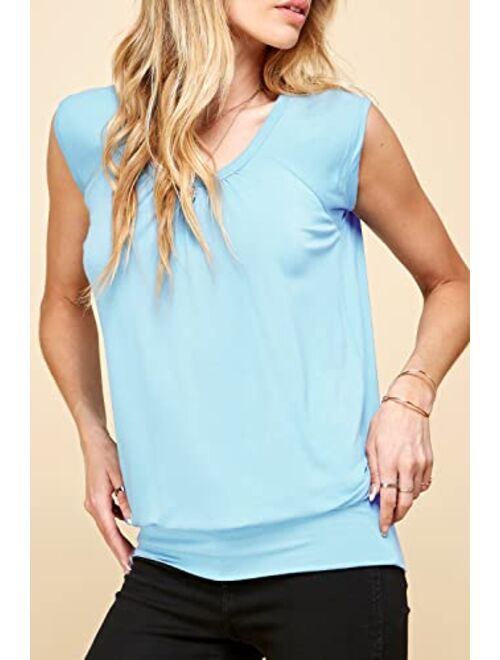 Lock and Love Women's Scoop Neck Short Sleeve Solid/Dip-Dye Ombre Sweetheart Top S-3XL Plus Size