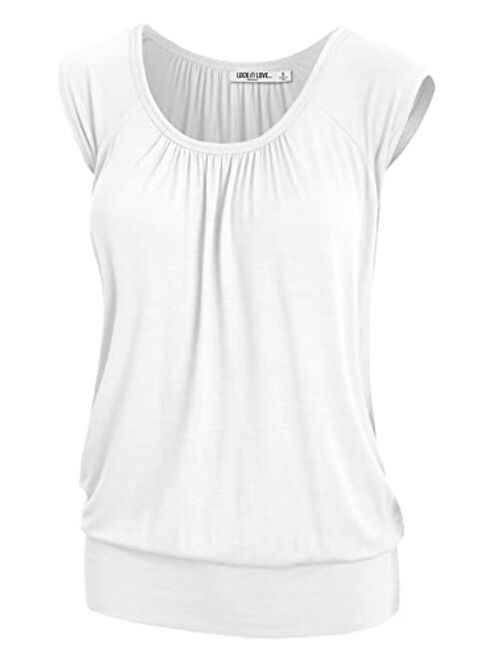 Lock and Love Women's Scoop Neck Short Sleeve Solid/Dip-Dye Ombre Sweetheart Top S-3XL Plus Size